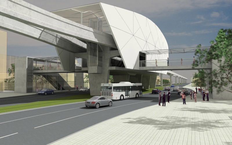 Projeto arquitetônico de estação do monotrilho que nunca saiu do papel (Imagem: Divulgação)