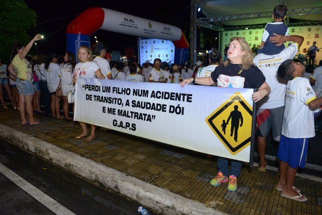 Familiares de vítimas de acidentes de trânsito fizeram manifestação no encerramento da campanha Maio Amarelo (Foto: Nathalie Brasil/Secom)