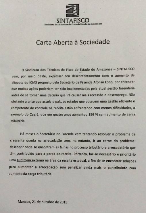 Carta Aberta Sintafisco