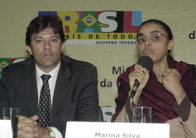 Fernando Haddad e Marina Silva no ministério de Lula Foto Ana Nascimento ABr