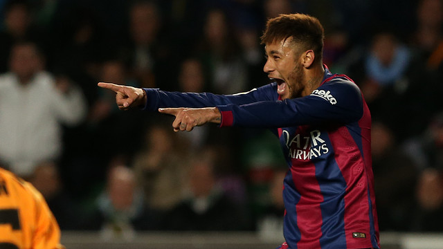 Neymar celebra gol no Barcelona MIGUEL RUIZ - FCB