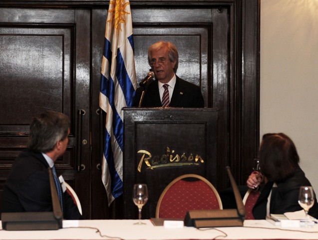 O Presidente Tabaré Vázquez participou Quinta-feira 18 de Junho, uma reunião com o Conselho das Américas, em Montevidéu. Foto: Presidência do Uruguai