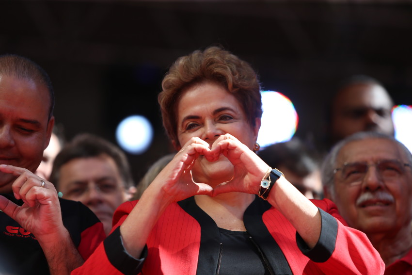 São Paulo 01/05/2016 Presidenta Dilma durante Ato em comemoração ao Dia do Trabalhador, no Vale do Anhangabau. Foto Paulo Pinto / Agencia PT