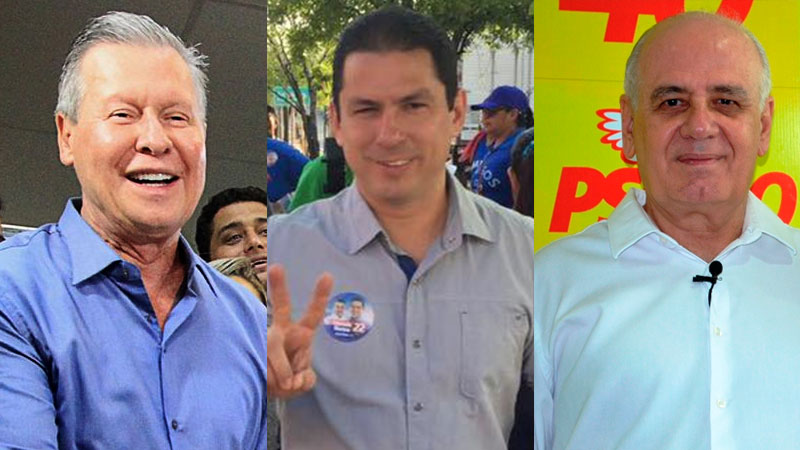 O prefeito Arthur Neto lidera a corrida eleitoral, seguido por Marcelo Ramos e Serafim Corrêa (Fotos: Divulgação)