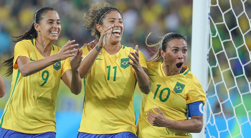 Beatriz, Cristiane e Marta marcaram para a Seleção Brasileira contra a Suécia (Foto: Ricardo Stuckert/CBF)