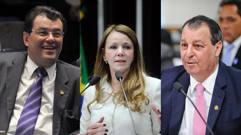 Os senadores Eduardo Braga e Omar Aziz votam contra Dilma; Vanessa, a favor (Fotos: Agência Senado)