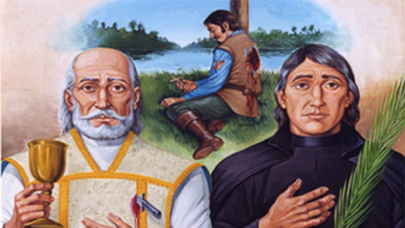 Mártires de Uruaçu e Cunhaú. Padre André de Soveral e o camponês Ambrósio Francisco Ferro (ilustração de Mateus Moreira/Divulgação)