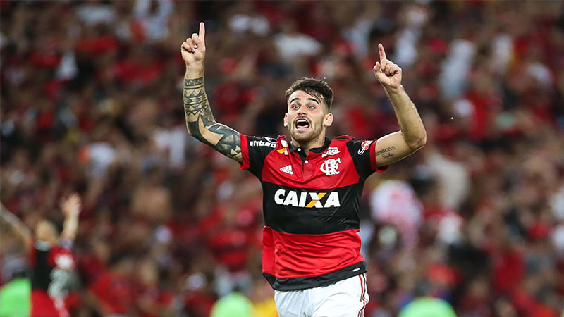 Felipe Vizeu marcou o gol da vitória flamenguista sore adversário colomiano na semifinal da Copa Sul-Americana (Foto: Gilvan de Souza/Flamengo)