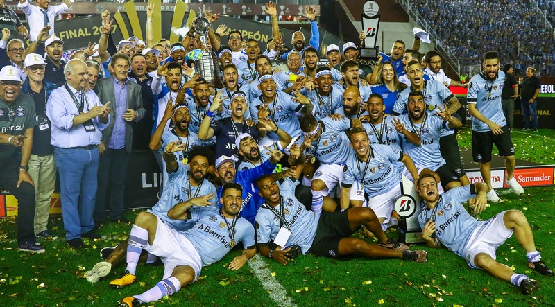 Grêmio é tricampeão da Libertadores. Conquista foi com vitória sobre o Lanús, da Argentina (Foto: Lucas Uebel/Grêmio/Divulgação)