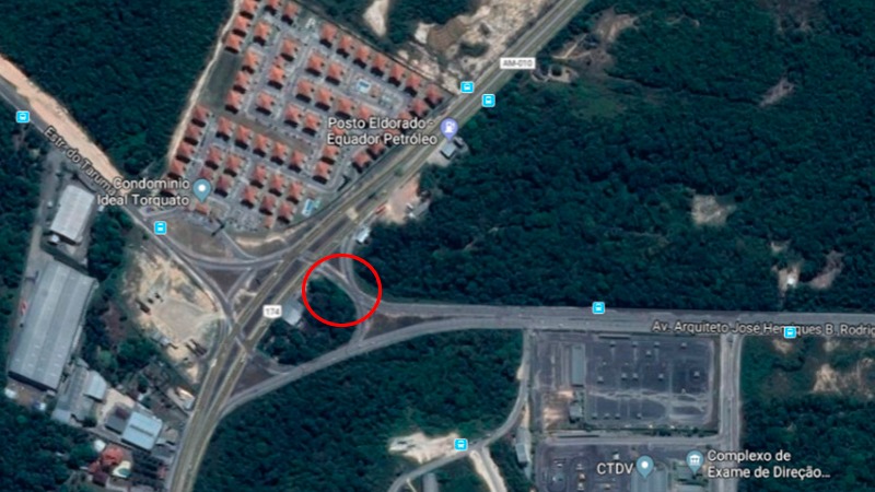 Acesso à Avenida Torquato Tapajós será interditado na rotatória do Detran para obra de trevo viário (Foto: Google/Reprodução)