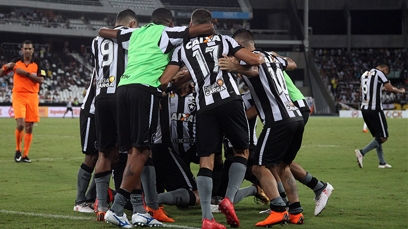 Jogadores do Botafogo festejaram o triunfo e a classificação na semifinal do Carioca (Foto: Botafogo/Divulgação)