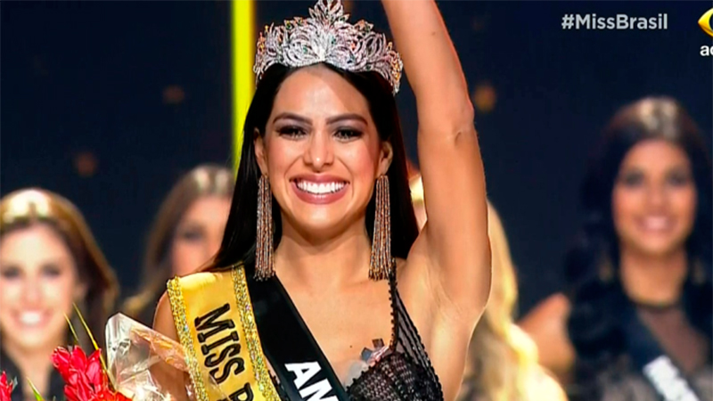 Com o título de Miss Brasil, Mayra Dias disputará o Miss Universo (Foto: Band/Reprodução)