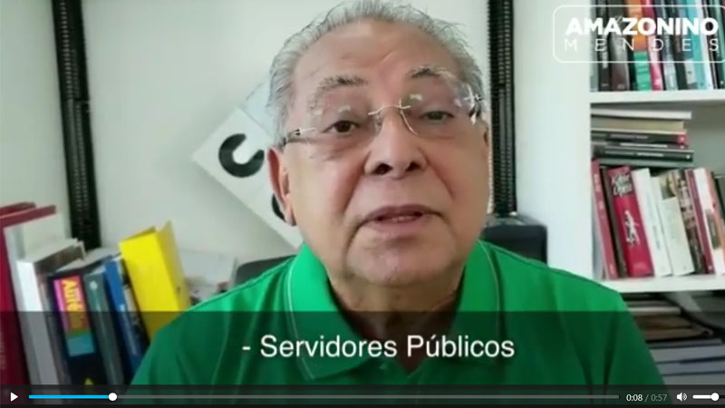 Governador Amazonino Mendes em cena de vídeo institucional sem referências a símbolos do governo (Foto: Reprodução)
