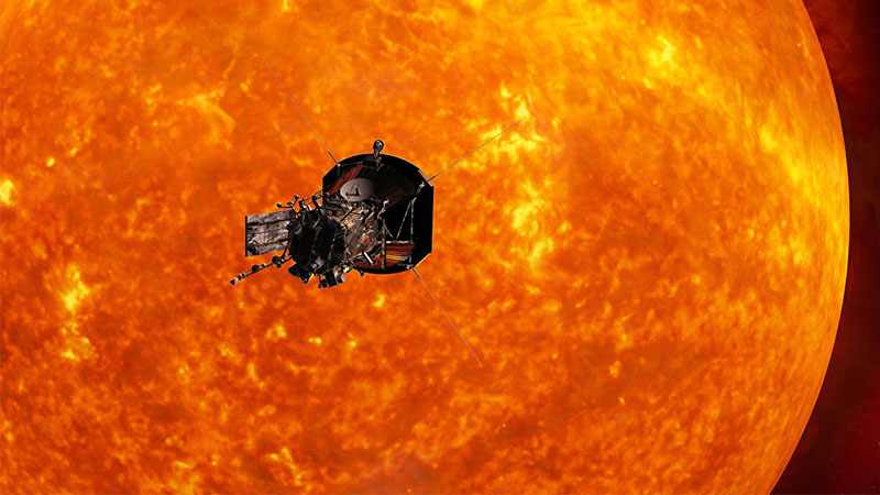 Simulação em computador da aproximação da sonda Parker no Sol: viagem começa em agosto (Foto: Nasa/Divulgação)