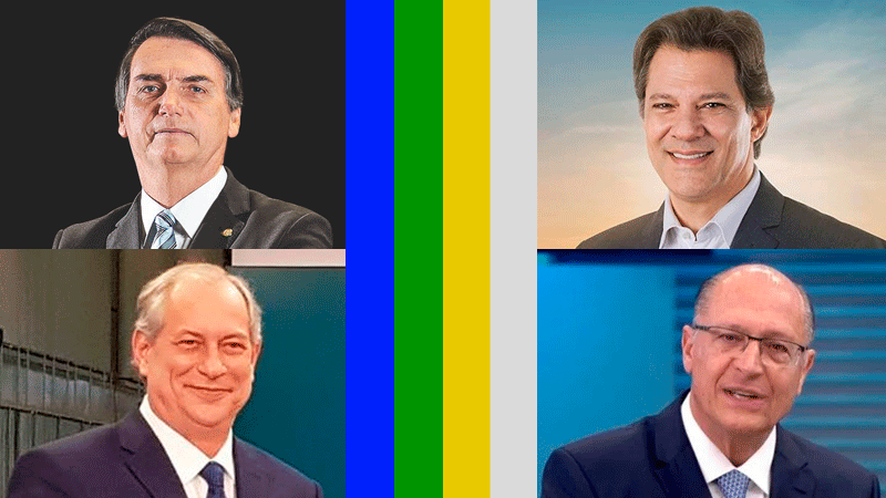 Jair Bolsonaro, Fernando Haddad, Ciro Gomes, Geraldo Alckmin