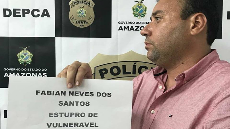 Fabian Neves dos Santos é acusado de estupro de vulnerável ao ser preso com criança em motel (Foto: PC-AM/Divulgação)