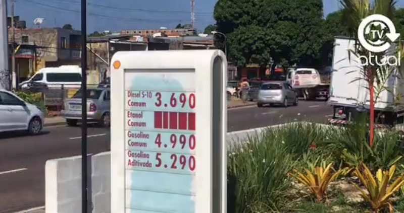 Gasolina comum já é vendida a R$ 4,99 e aditivada a R$ 5,29 nos postos de Manaus (Foto: Facebook/Reprodução)