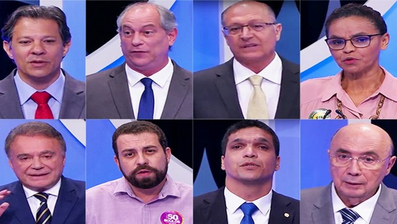 Oito candidatos à Presidência da República participaram de um debate nesse domingo (Foto: TV Record/Reprodução)