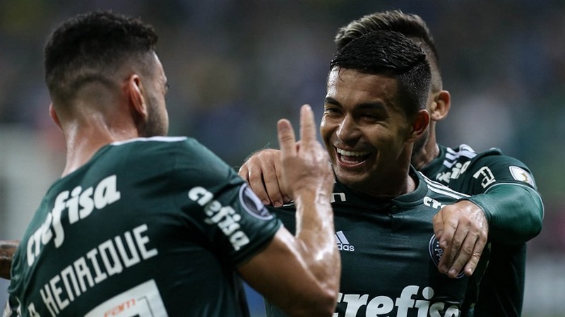 Dudu marcou golaço e abriu o placar para a vitória do Palmeiras na Libertadores (Foto: Cesar Greco/Ag. Palmeiras)