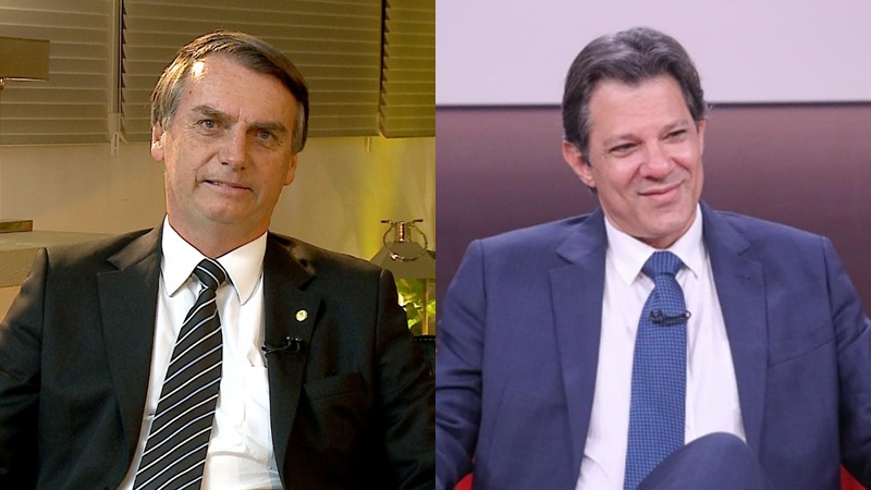 Em pesquisa IBOPE, Jair Bolsonaro possui 32% das intensões de voto, enquanto Fernando Haddad tem 23% (Foto: Divulgação)