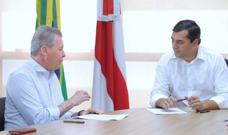 Prefeito Arthur Neto com, o governador Wilson lima: conversa para ações conjuntas (Foto: Diego Péres/Secom)