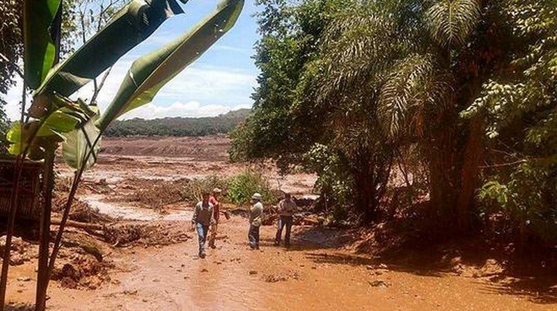 Lama atingiu casas e áreas verdes em Brumadinho, Minas Gerais, após rompimento de barragem (Foto: Corpo de Bombeiros/Divulgação)