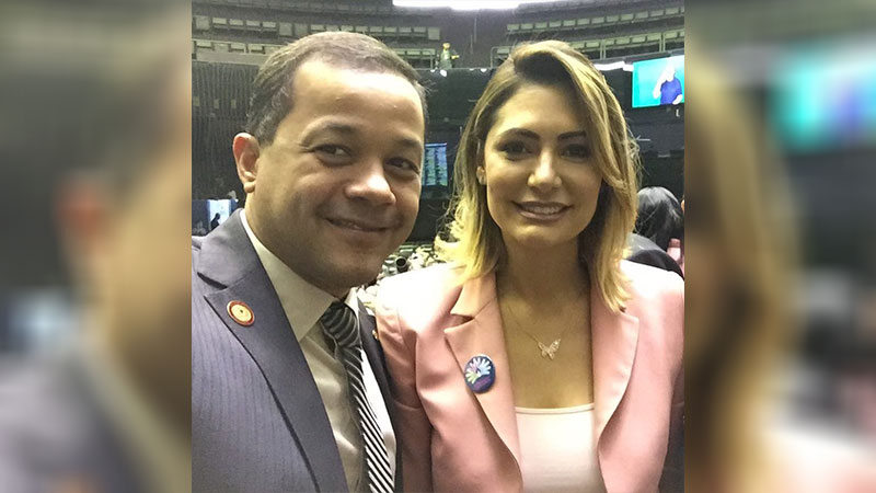 Delegado Pablo e a primeira-dama Michele Bolsonaro