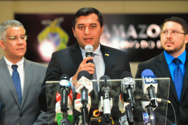 Governador Wilson Lima falou sobre gastos com pessoal durante entrevista coletiva para falar sobre a vacinação contra a Gripe H1N1