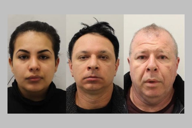 Flávia, Renato e Raul Sacchi foram condenados por tráfico, exploração sexual e escravidão (Foto: Polícia Metropolitana de Londres/Divulgação)
