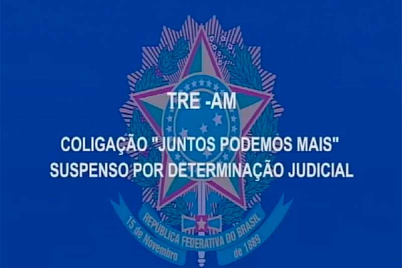 Aviso de suspensão da propaganda de Amazonino (Foto: TV Globo/Reprodução)