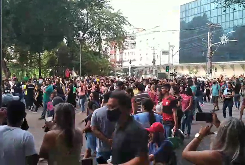 protesto no centro histórico de Manaus