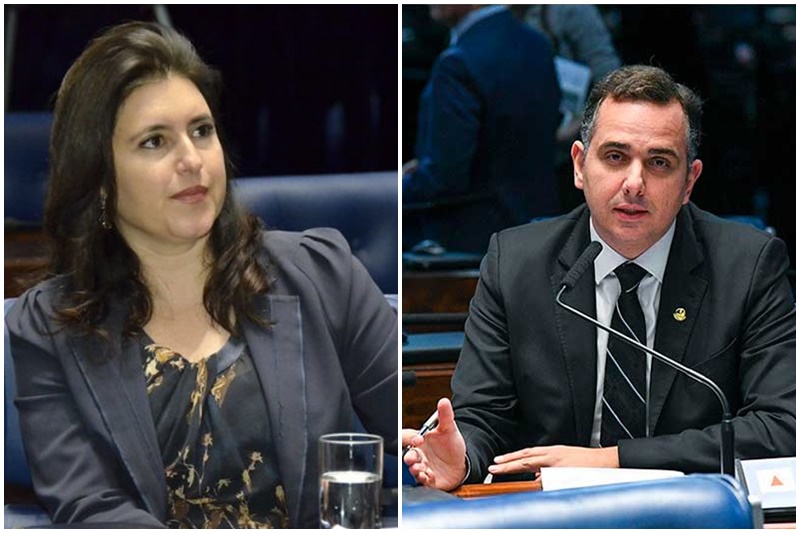 Simone Tebet e Rodrigo Pacheco são os favoritos no Senado (Fotos: Jefferson Rudy e Waldemir Barreto/Agência Senado)