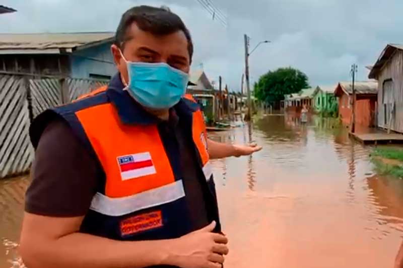 Governador Wilson Lima em Eirunepé: situação de emergência (Fot: acebook/Reprodução)