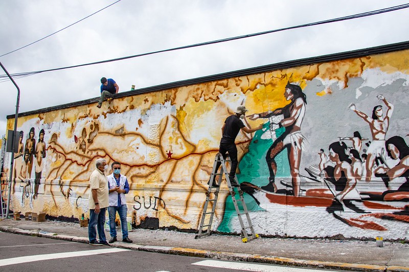 Mural sobre a presença indígena será destaque em memorial (Foto: Oliveira Júnior / Manauscult)