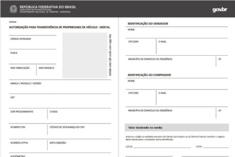 ATPV: novo documento para transferência de veículos comprados a partir de 2021 (Foto: Divulgação/Detran)