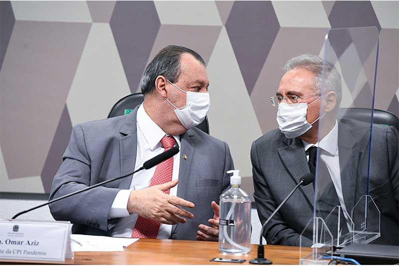 Omar Aziz e Renan Calheiros: presidente e relator da CPI (Foto: Jefferson Rudy/Agência Senado)