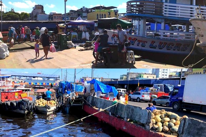 Embarcações se aproximam de calçadas no Porto da Manaus Moderna (Foto: Murilo Rodrigues/ATUAL)