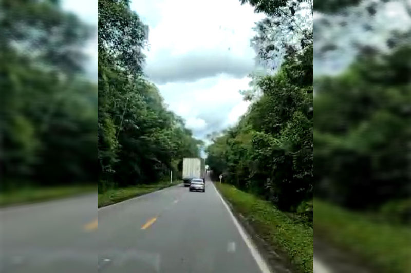 Caminhão trafegava em zigue-zague na rodovia (Foto: Redes sociais/Reprodução)