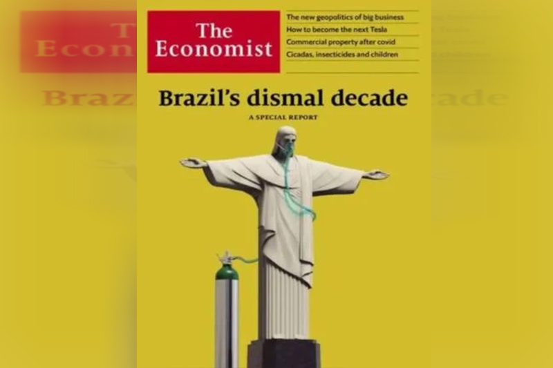 Capa da revista The Economist: Cristo Redentor com oxigênio (Foto: The Economist/Reprodução)