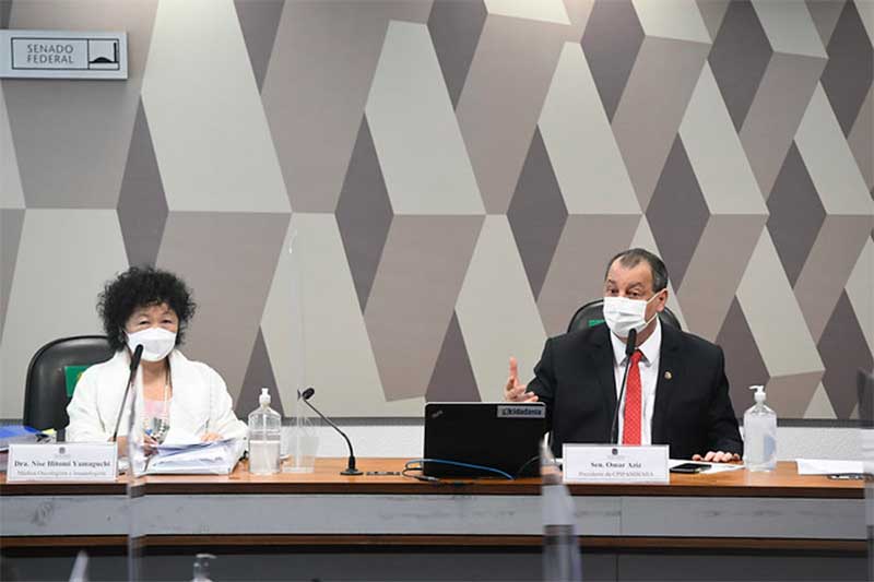 Omar Aziz rebateu Nise Yamaguchi na CPI da Covid (Foto: Jefferson Rudy/Agência Senado)