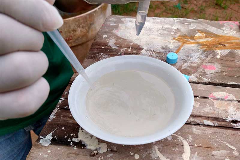 Amostras de substâncias foram coletadas para teste de laboratório (Foto: FVS/Divulgação)