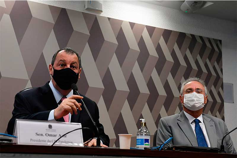 Presidente e relator, Omar Aziz e Renan Calheiros retomam trabalhos na CPI (Foto: Edilson Rodrigues/Agência Senado)