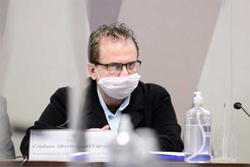 Cristiano Carvalho depõe na CPI da Covid e nega ser dono da Davati (Foto: TV Senado/Reprodução)
