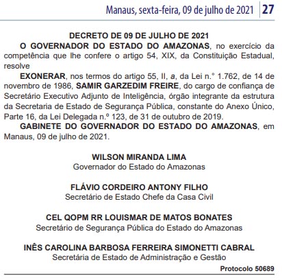 exoneracao samir freire