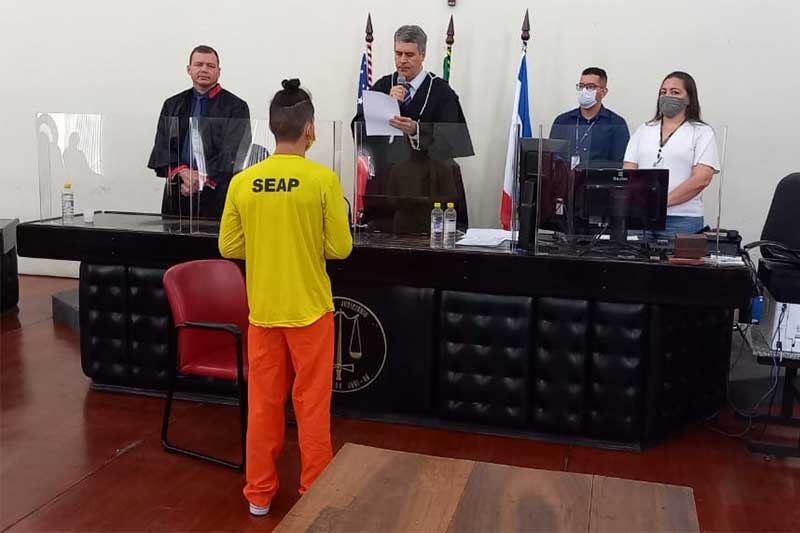Ângelo Ricardo da Silva Leocádio Júnior no julgamento: condenação por homicídio(Foto: Carlos de Souza/TJAM)