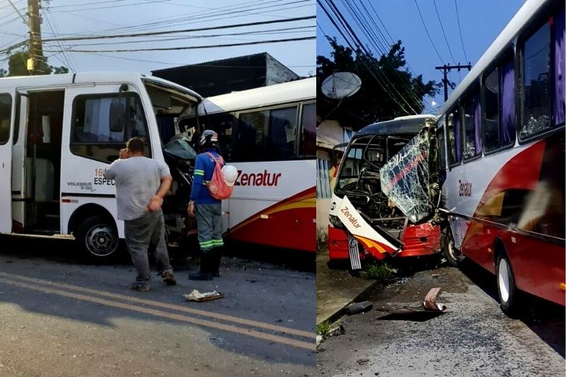 Ônibus da Zenatur colidem em avenida na Cidade Nova, zona norte de Manaus (Fotos: Divulgação)