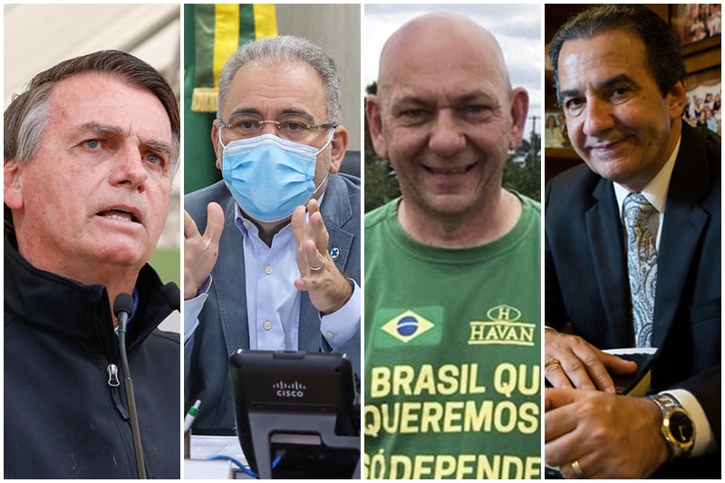 Jair Bolsonaro, Marcelo Queiroga, Luciano Hang e Silas Malafaia estão no relatório da CPI da Covid (Fotos: Alan dos Santos/PR, Jefferson Rudy/AS, Walterson Rosa/MS e Divulgação)