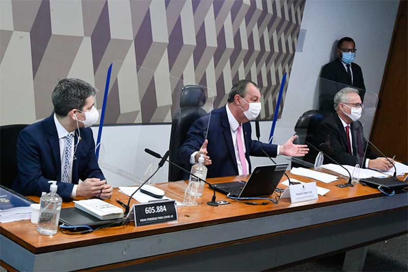 Senadores Randolfe Rodrigues, Omar Aziz e Renan Calheiros comandam VCPI da Covid (Foto: Edilson Rodrigues/Agência Senado)