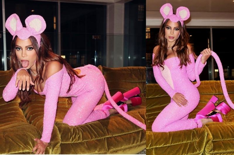 Anitta veste fantasia de Pantera Cor de Rosa em festa de halloween (Foto: Reprodução/Instagram/@anitta)