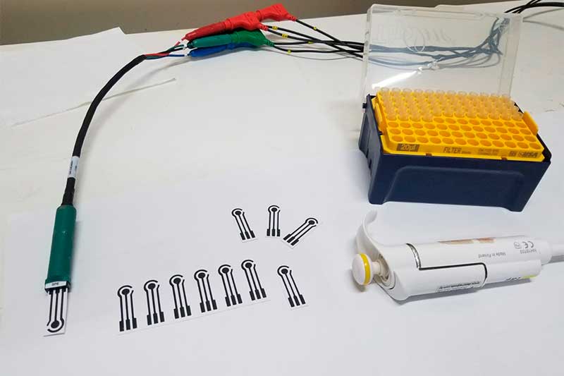 Sensor é feito à base de tinta de carbono e eletrodos (Foto: Ufam/Divulgação)